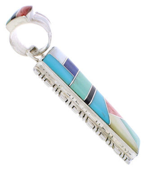 Genuine Sterling Silver Multicolor Inlay Pendant FX30917